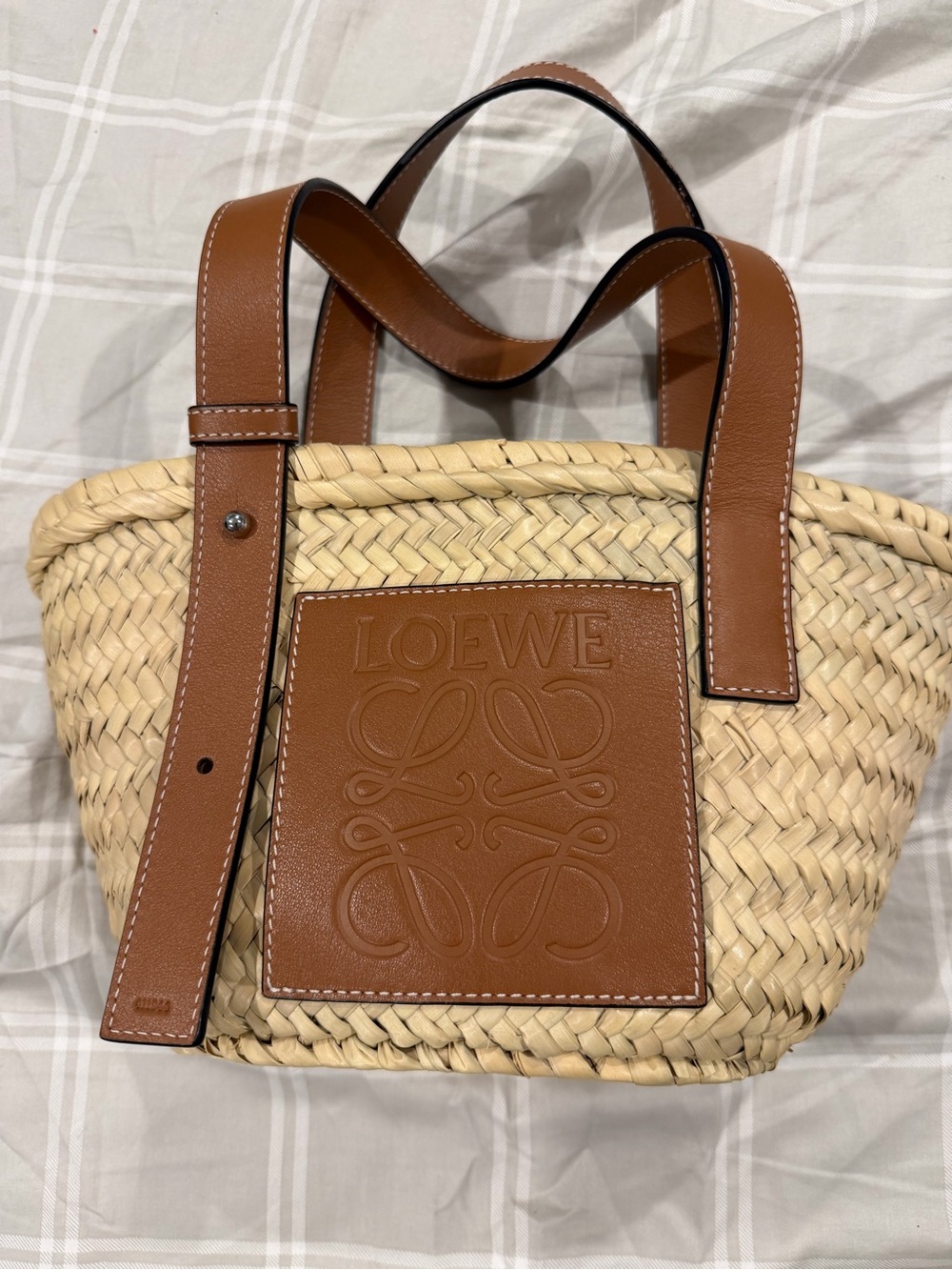 100% Authentic Loewe Tan Leather Small Basket Tote